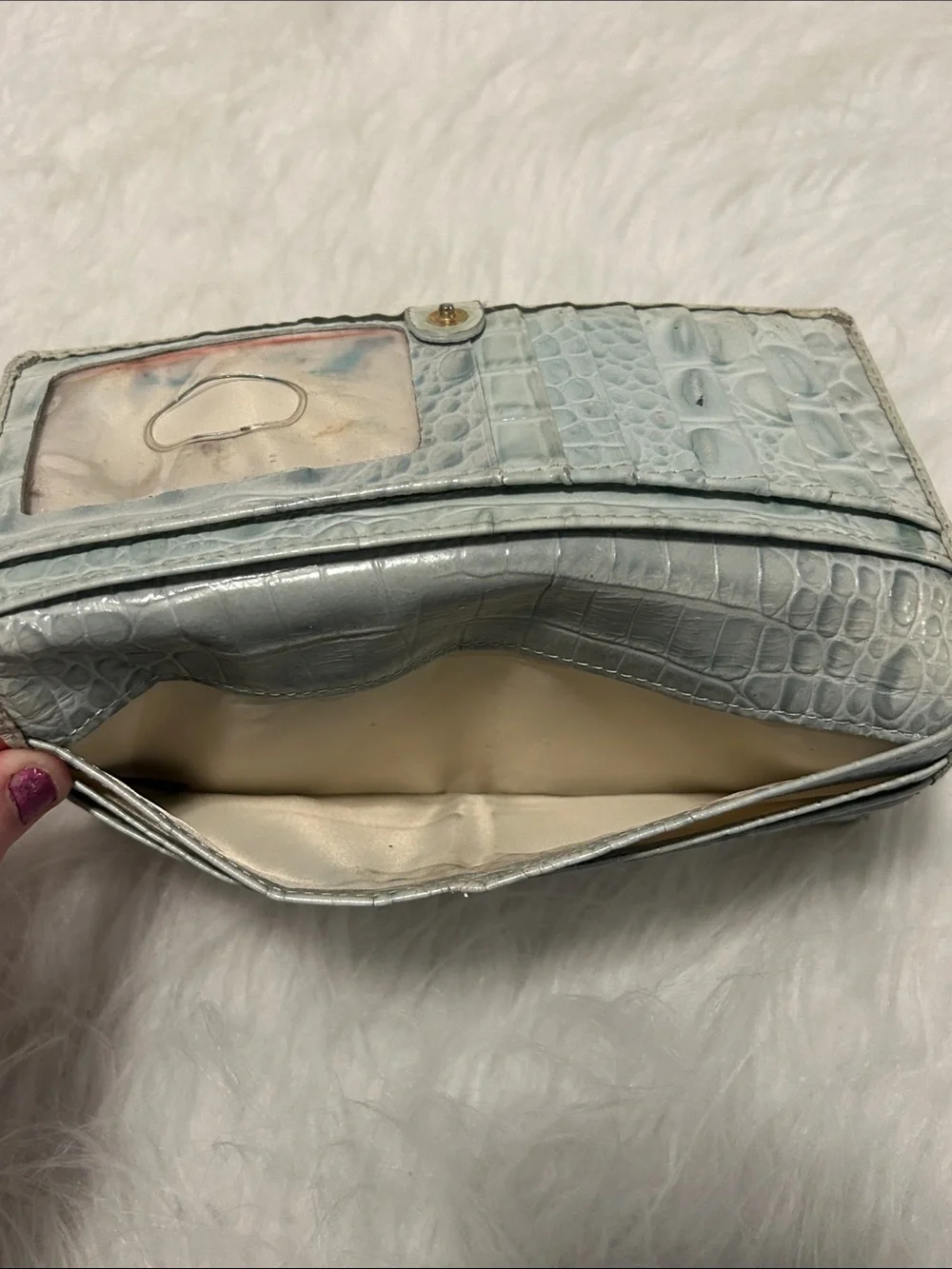 Brahmin White Croc-Embossed Leather Wallet